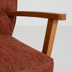 Pair of Mid-Century Modern Upholstered Armchairs Burnt Orange