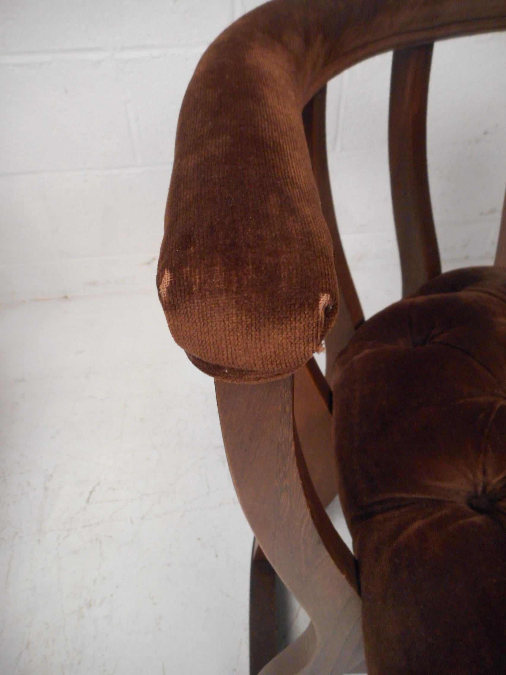 Pair of Mid-Century Modern Upholstered Barrel Back Chairs 7