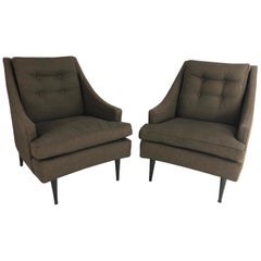 Pair of Mid-Century Modern Upholstered Lounge Chairs