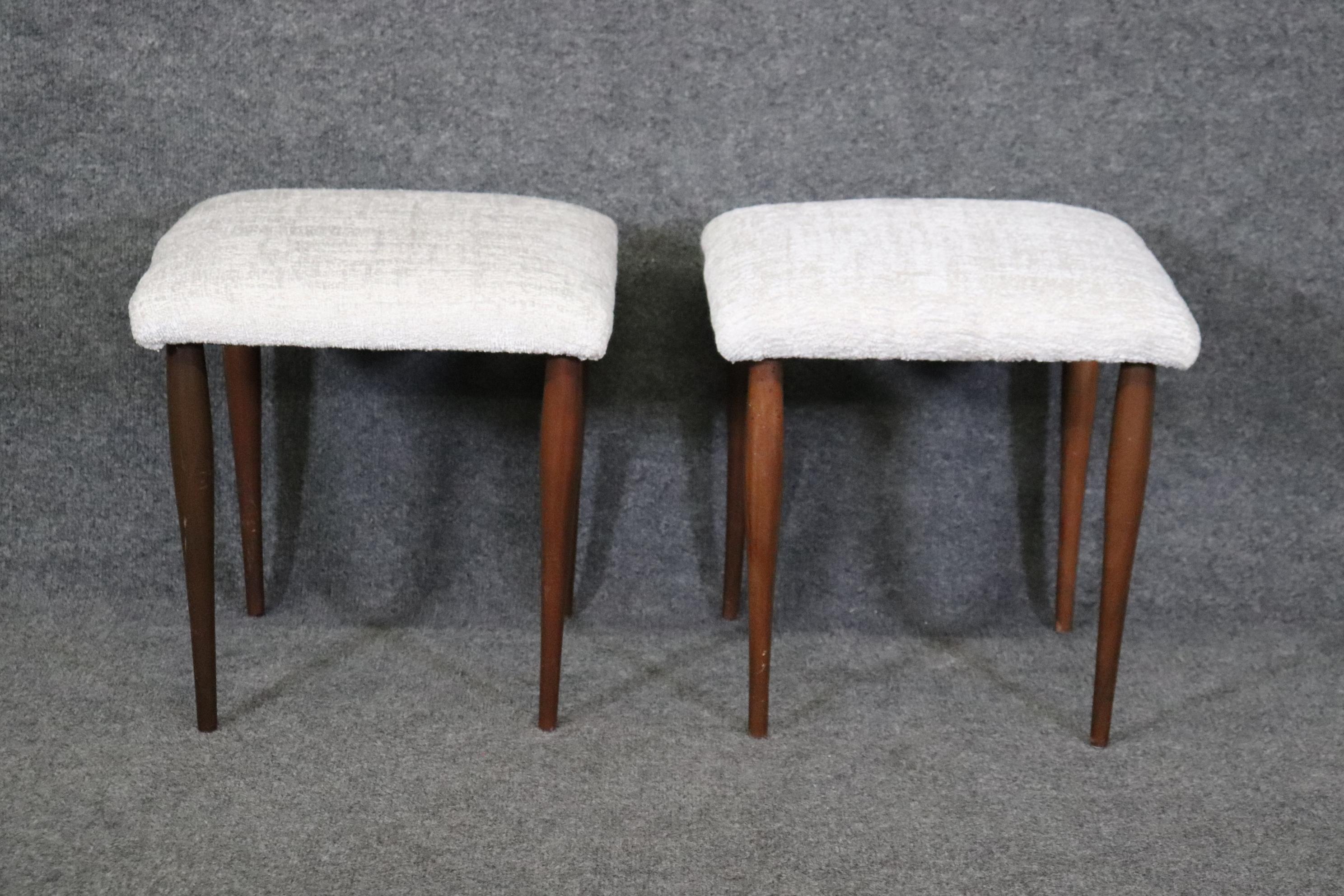 Mid-Century Modern Pair of Mid Century Modern Upholstered Stools Benches