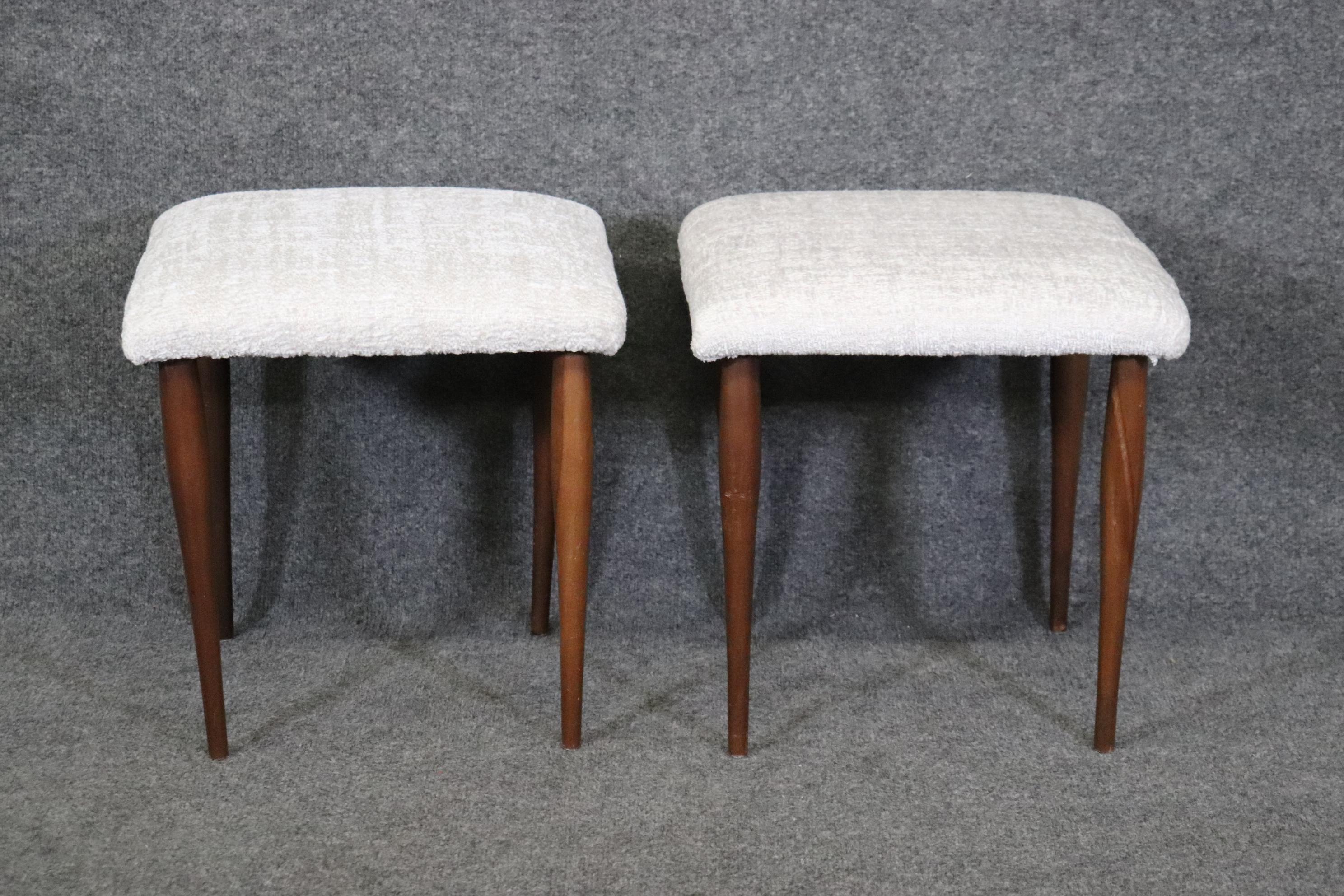 Unknown Pair of Mid Century Modern Upholstered Stools Benches