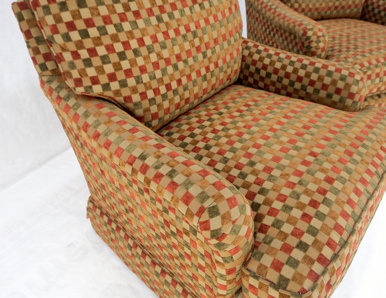 Pair of MidCentury Modern Upholstery Fabric Vintage Lounge Chairs Mint