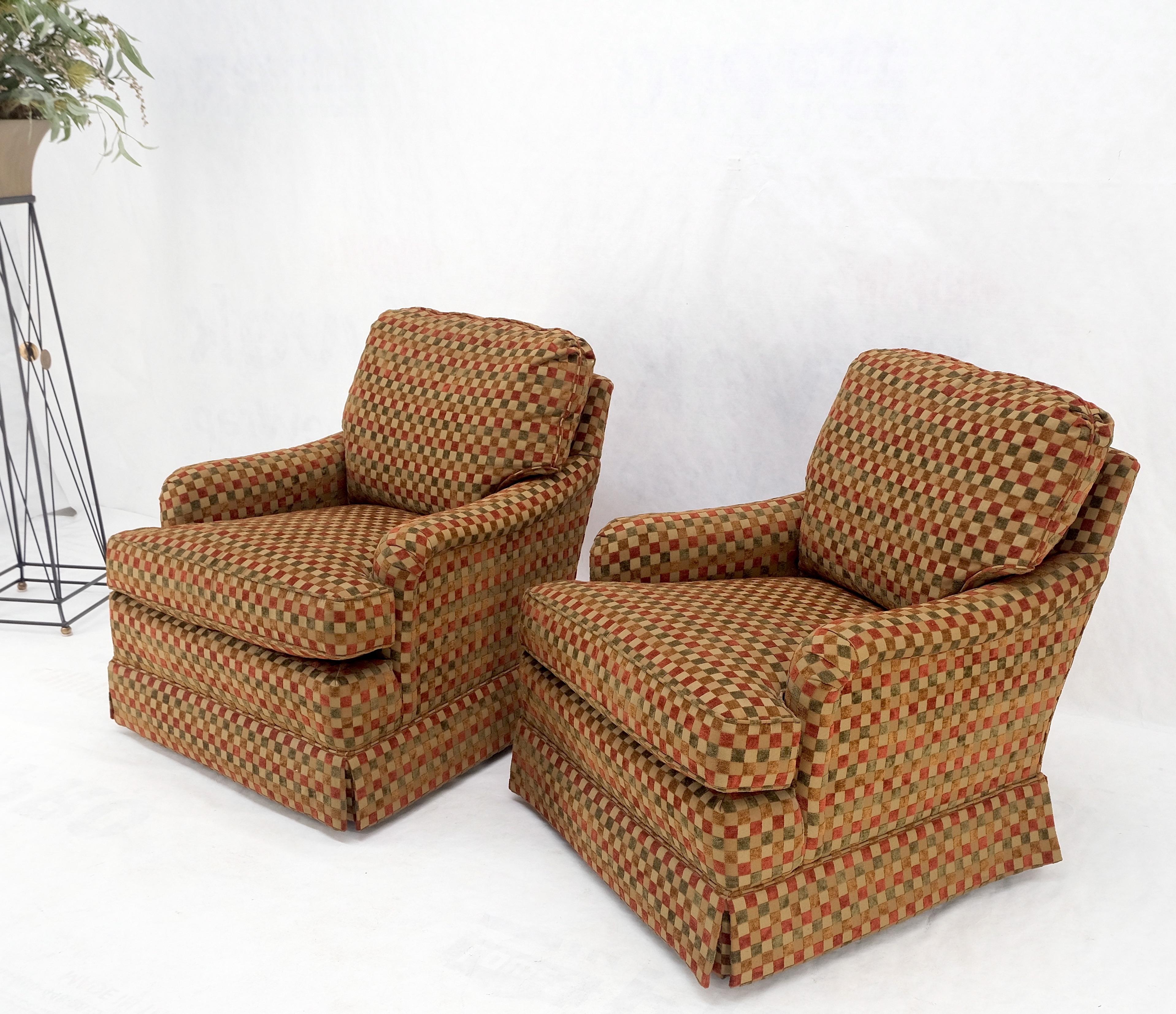 Pair of Mid-Century Modern Upholstery Fabric Vintage Lounge Chairs Mint! 6