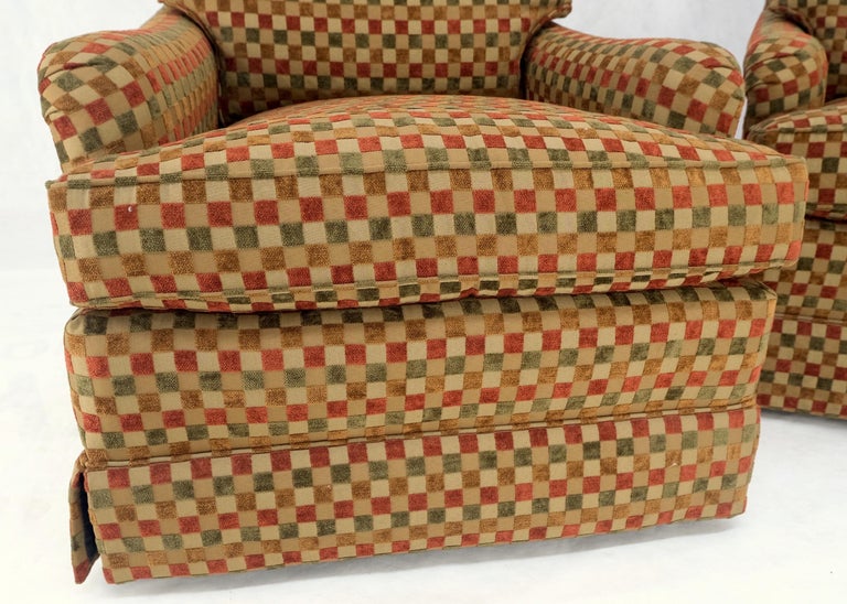 Pair of MidCentury Modern Upholstery Fabric Vintage Lounge Chairs Mint