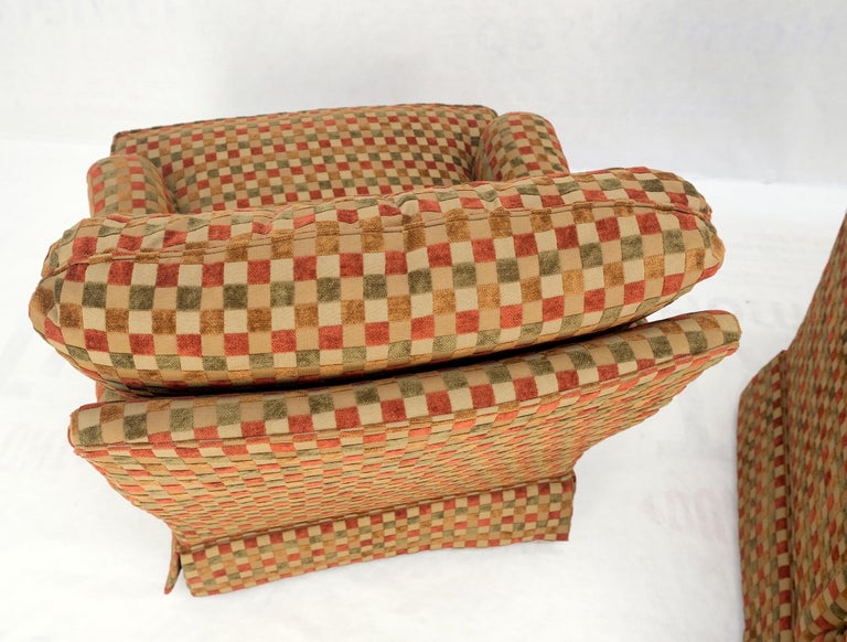 Pair of MidCentury Modern Upholstery Fabric Vintage Lounge Chairs Mint