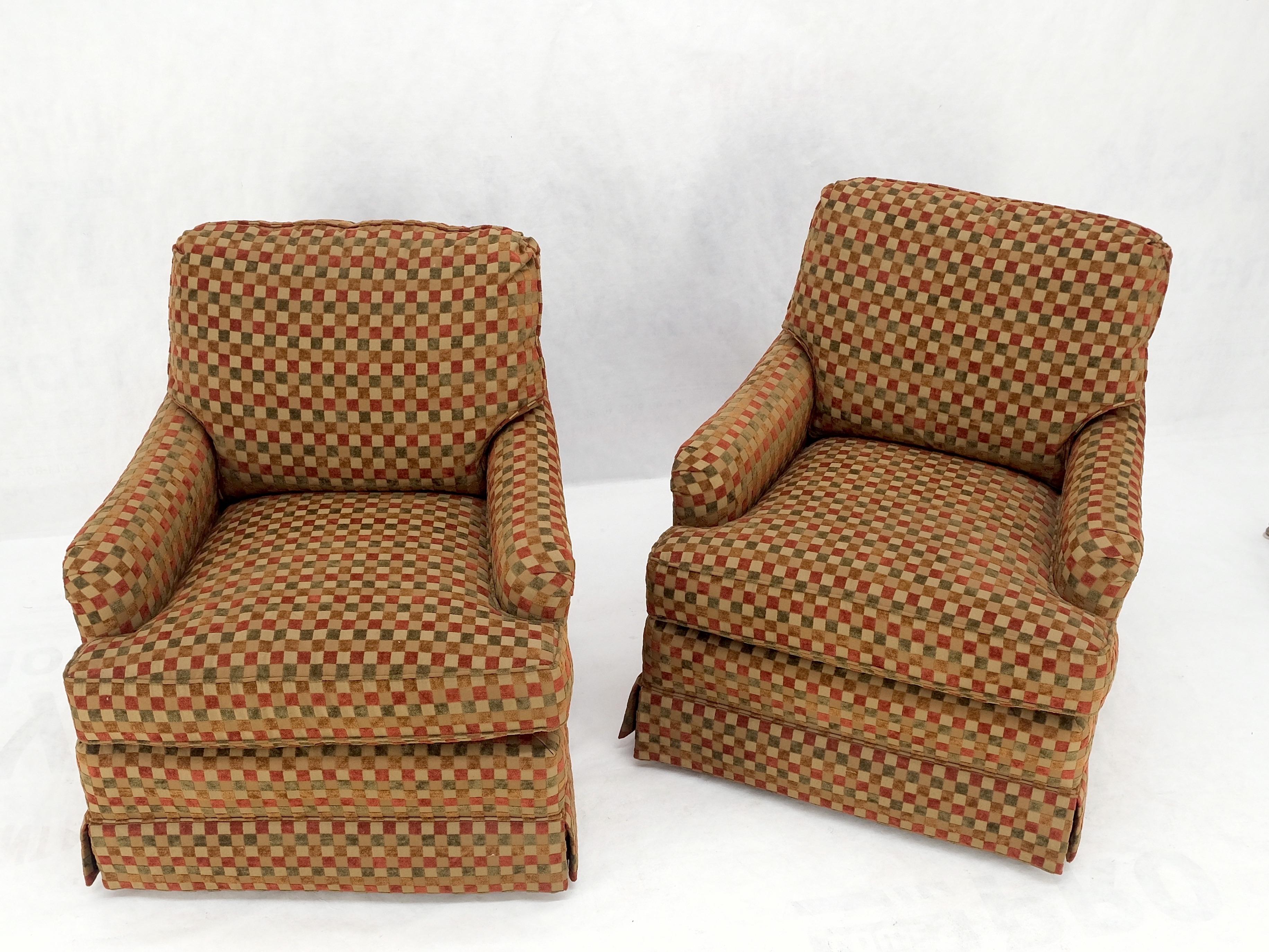 Pair of Mid-Century Modern Upholstery Fabric Vintage Lounge Chairs Mint! 2