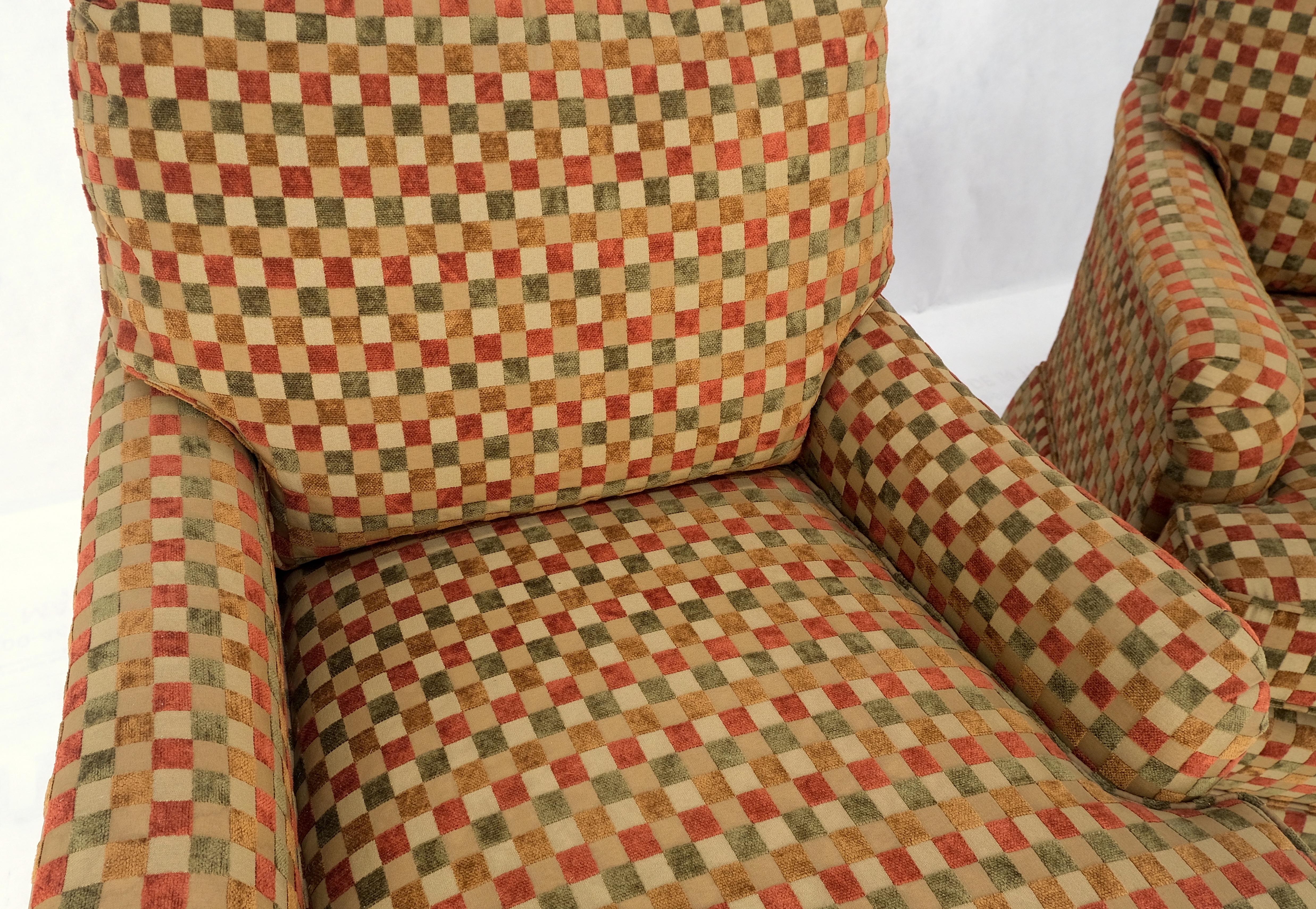 Pair of Mid-Century Modern Upholstery Fabric Vintage Lounge Chairs Mint! 3