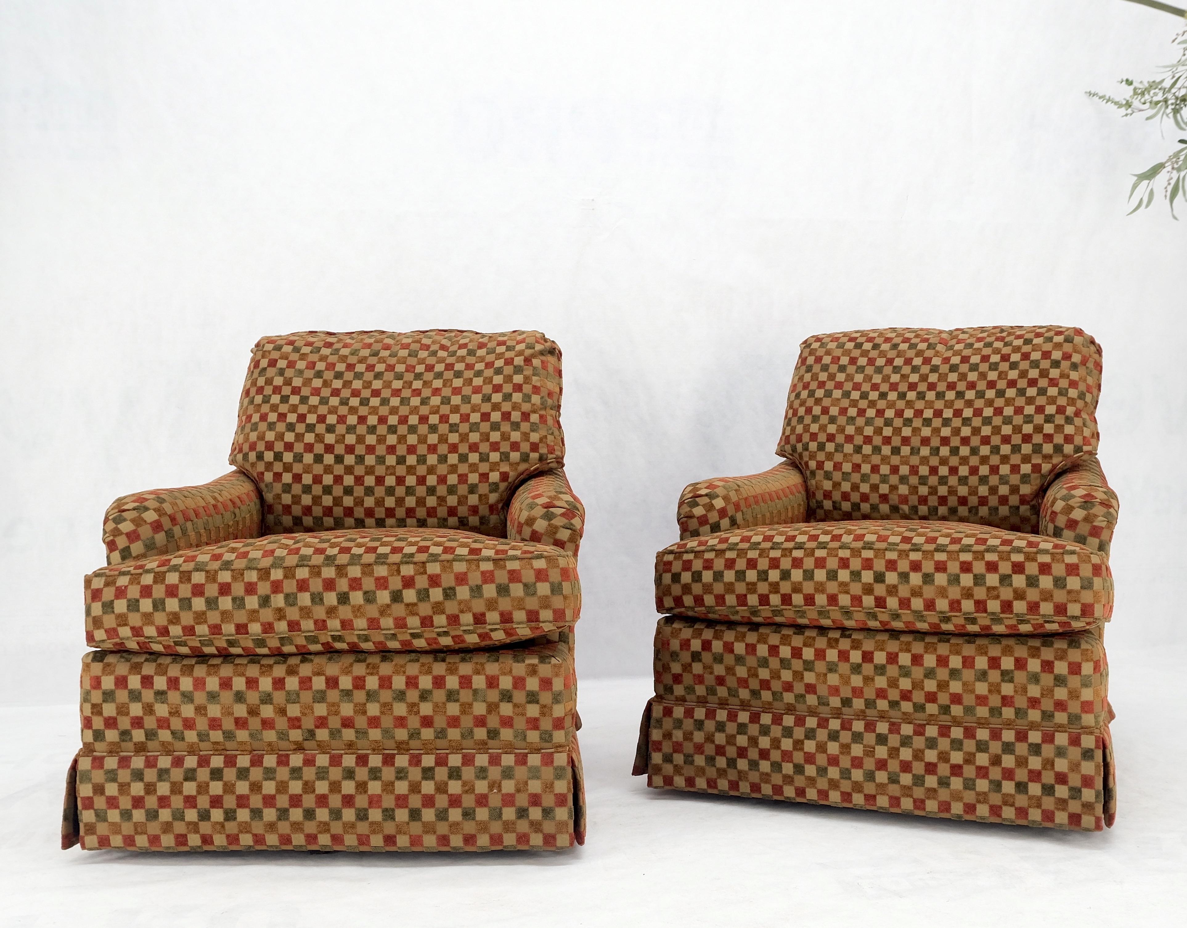 Pair of Mid-Century Modern Upholstery Fabric Vintage Lounge Chairs Mint! 4