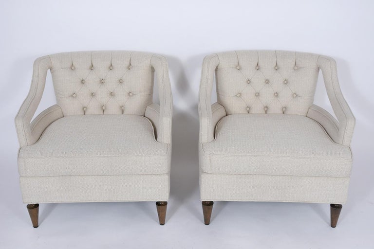 Mid-Century Modern Pair of 1960's Mid-Century Tufted Lounge Chairs For Sale