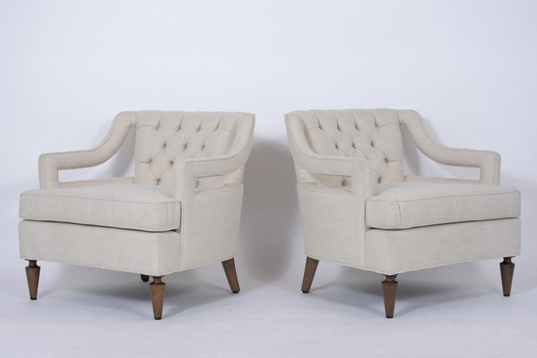 Pair of 1960's Mid-Century Tufted Lounge Chairs In Good Condition For Sale In Los Angeles, CA