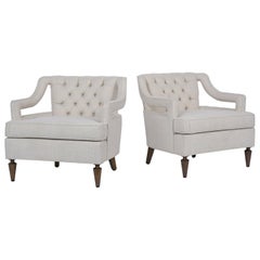 Pair of 1960's Mid-Century Tufted Lounge Chairs