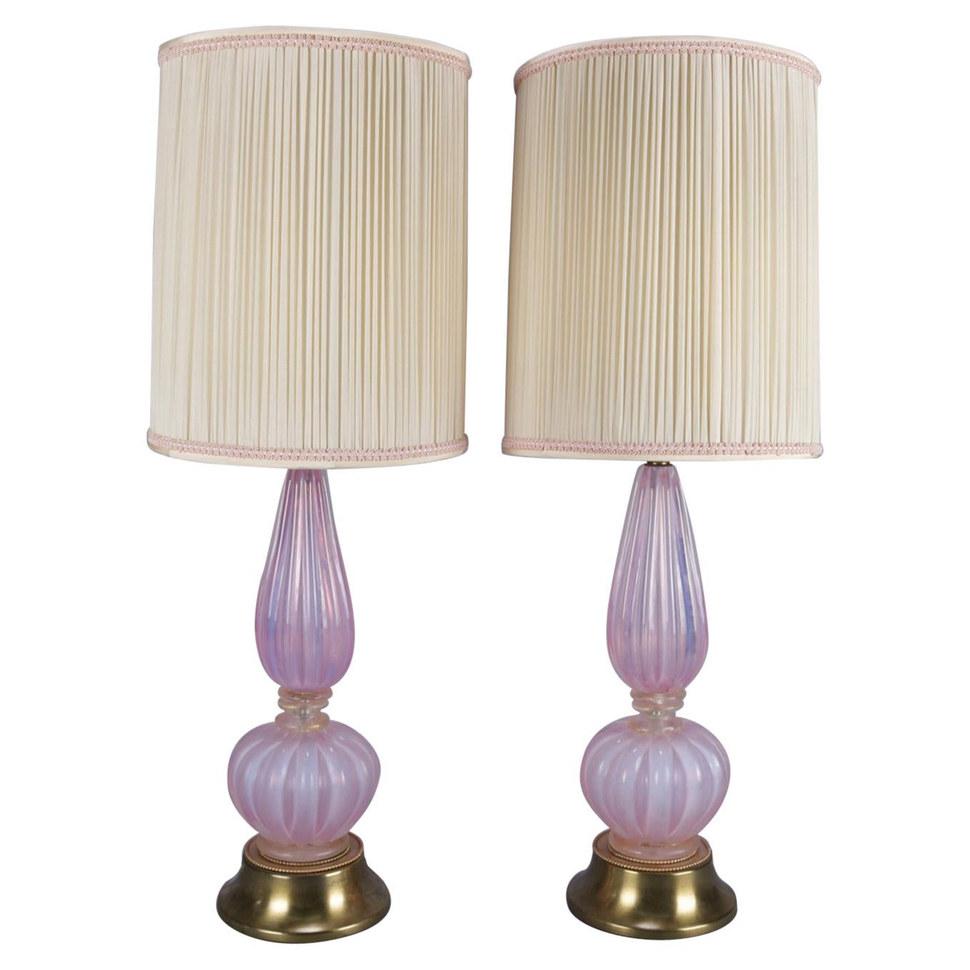 Pair of Mid-Century Modern Venetian Murano Art Glass and Gilt Table Lamp