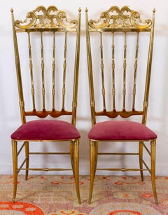 Coppia di poltrone vintage in ottone di Chiavari, anni '50, Italia