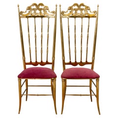 Paire de chaises d'appoint The Moderns Chiavari en laiton, 1950s, Italie