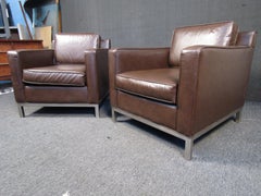 Pair of Mid-Century Modern Vinyl Club Chairs