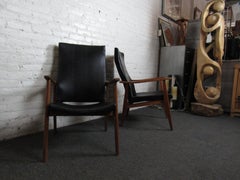 Pair of Mid-Century Modern Vinyl Lounge Chairs
