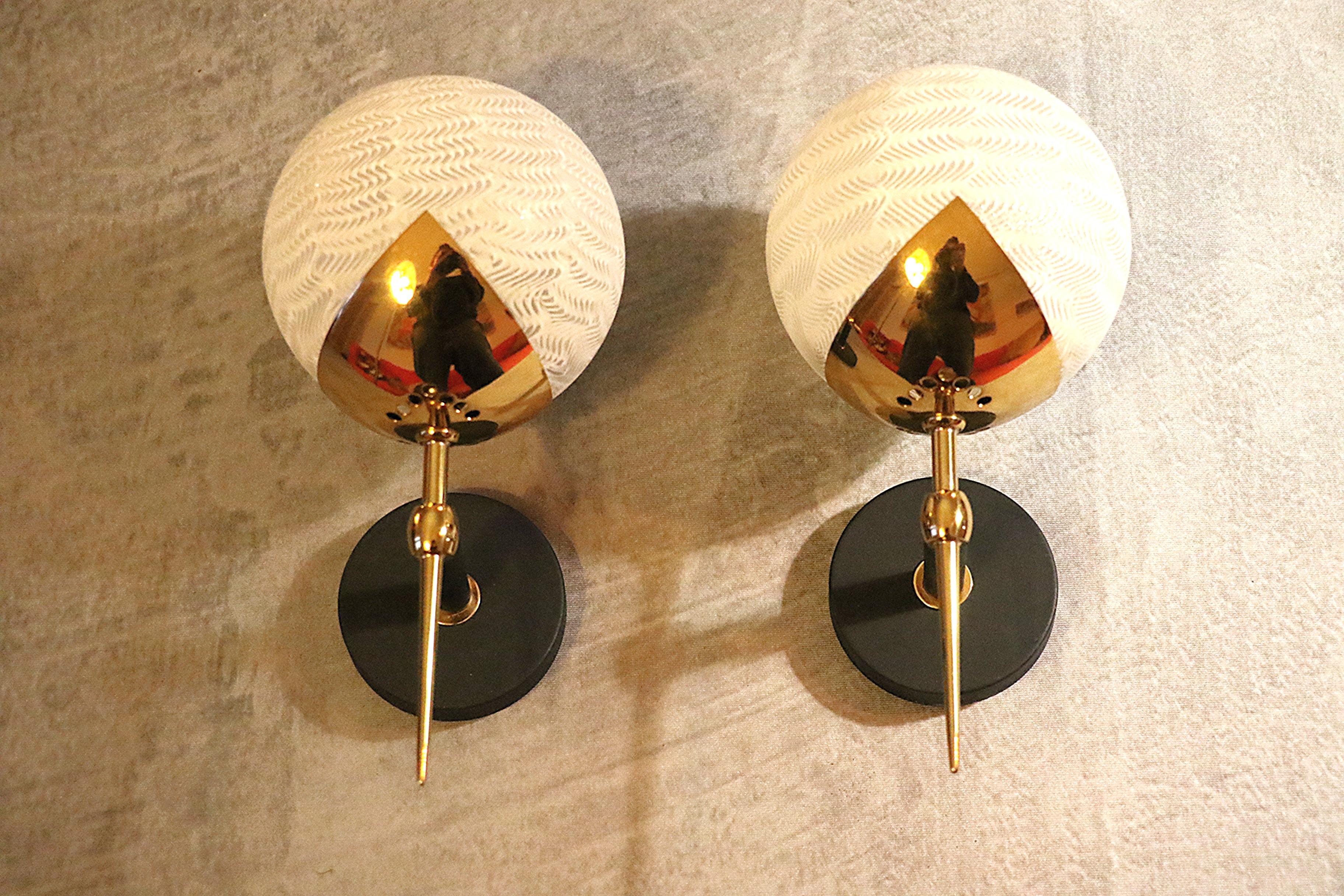 Pair of Mid-Century Modern Wall Sconces by Maison Arlus, France, 1950s For Sale 2