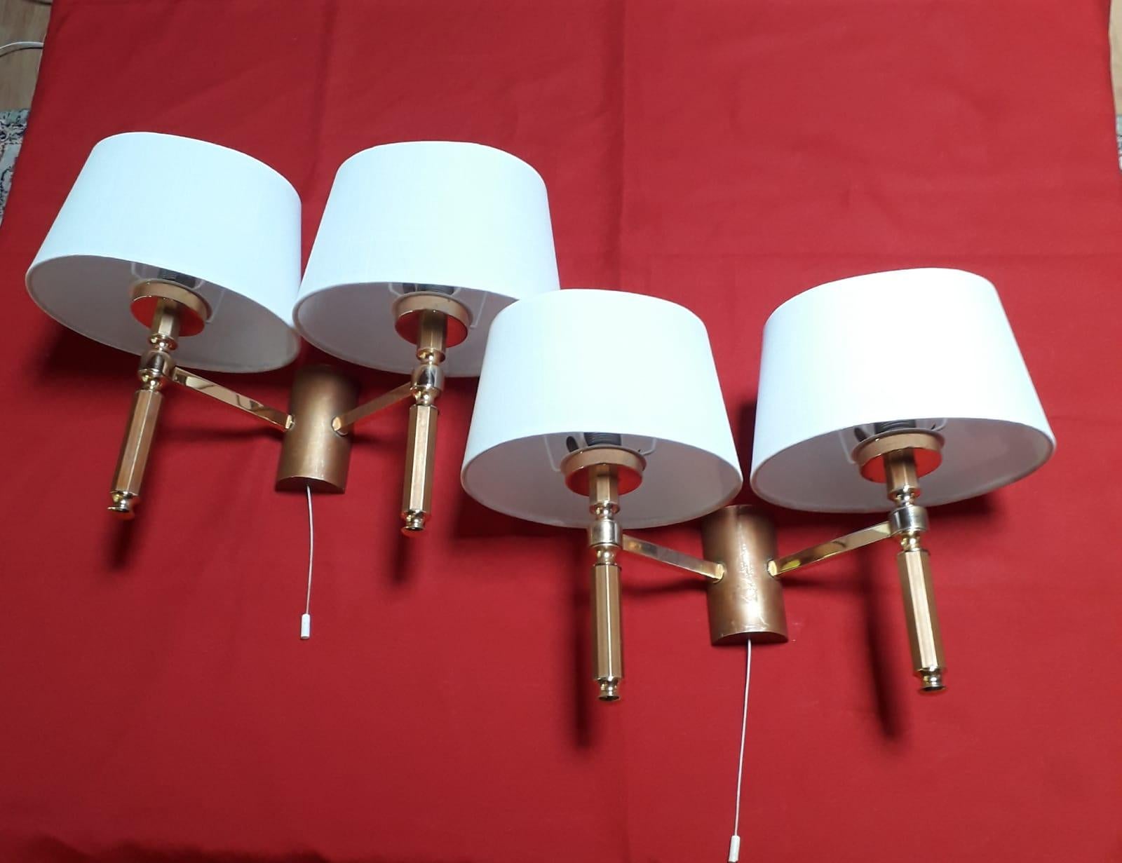 Gilt Pair of Mid-Century Modern Wall Sconces, France, 1950 For Sale