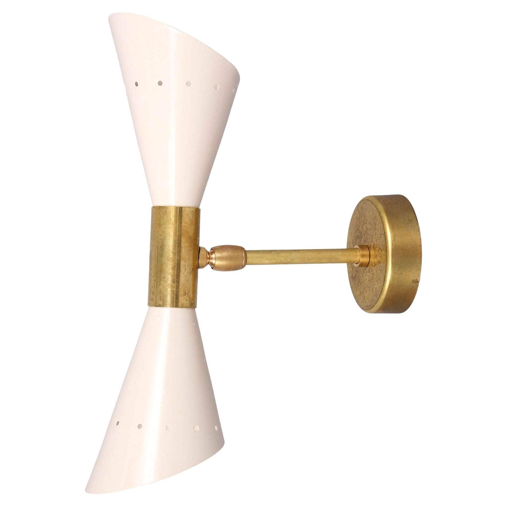 Stilnovo Style Lacquered Aluminum and Brass Ivory Sconce, Wall Light