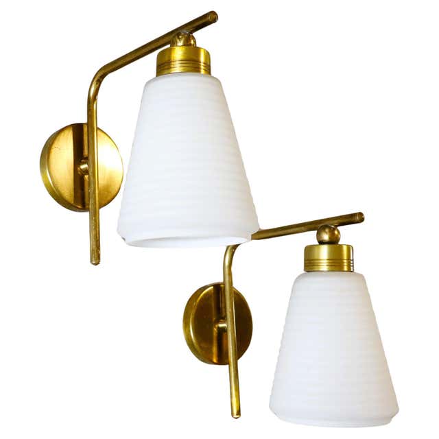 Mid-Century Modern Stained Glass Wall Sconce by Jean-Simon Labret, 20th ...
