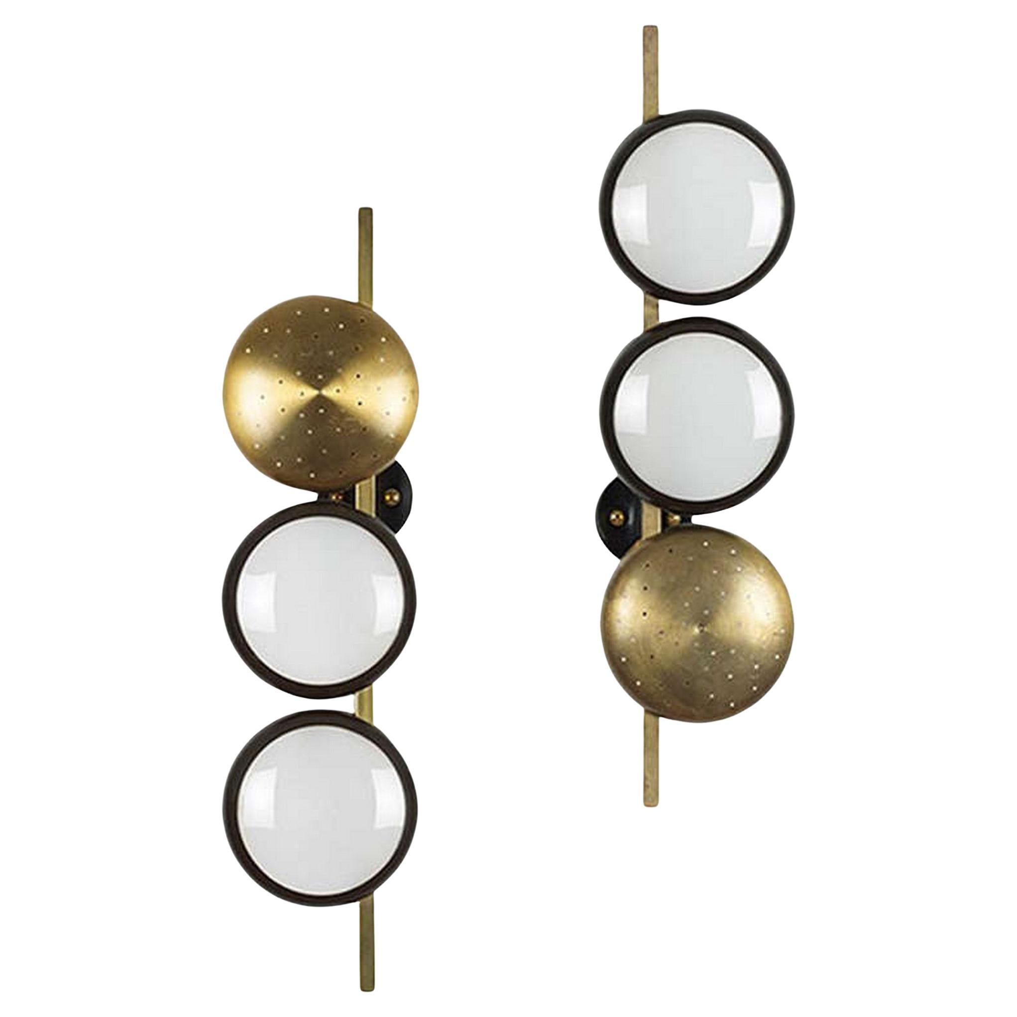 Pair of Mid-Century Modern wallights by Oscar Torlasco '1934-2004' for Lumi For Sale