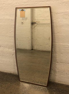 Pair of Mid-Century Modern Walnut and Brass Mirrors