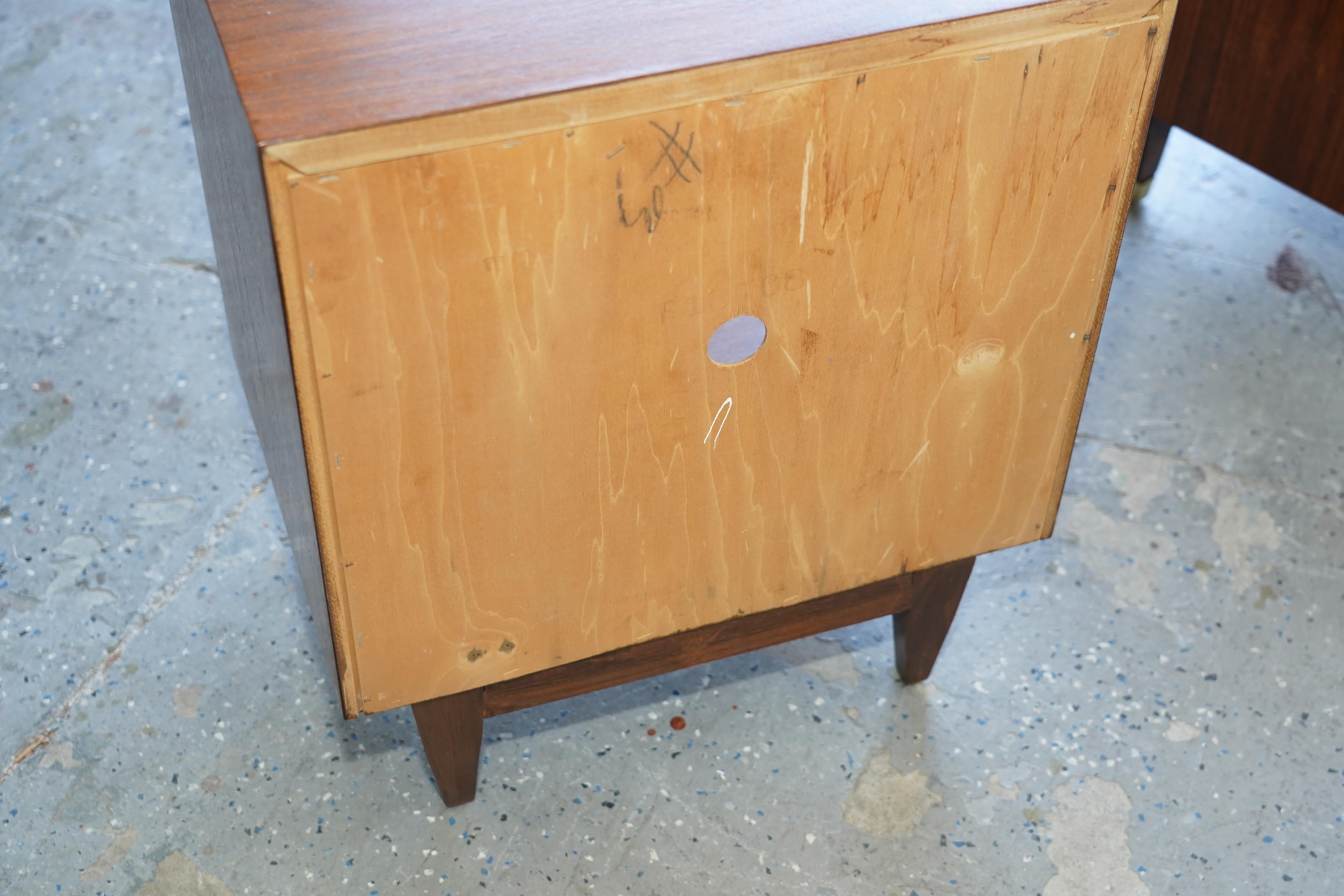 Pair of Mid-Century Modern Walnut and Brass Nightstands by Kroehler 2