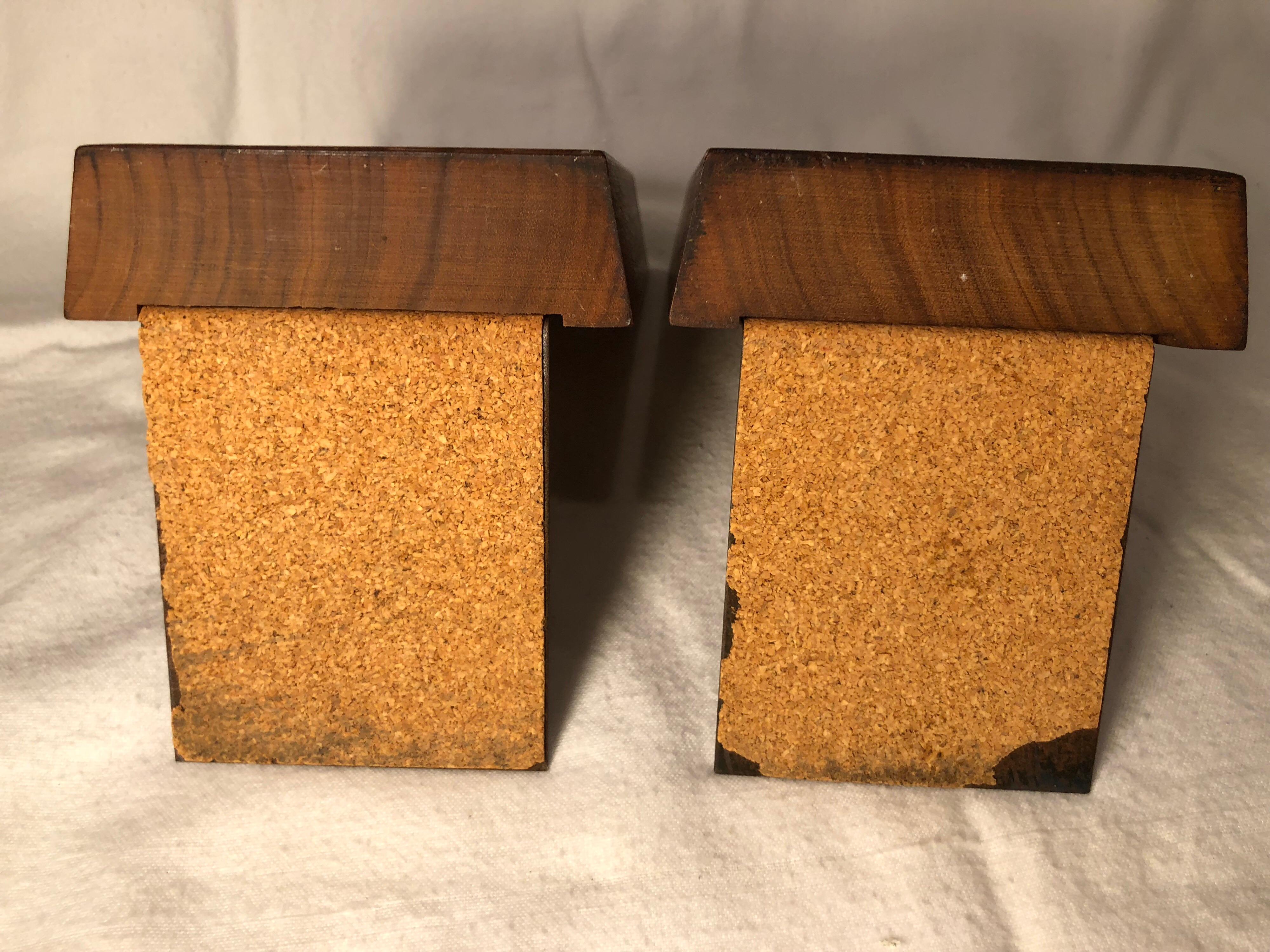 Pair of Mid-Century Modern Walnut and Enamel Bookends by Ernest John For Sale 6