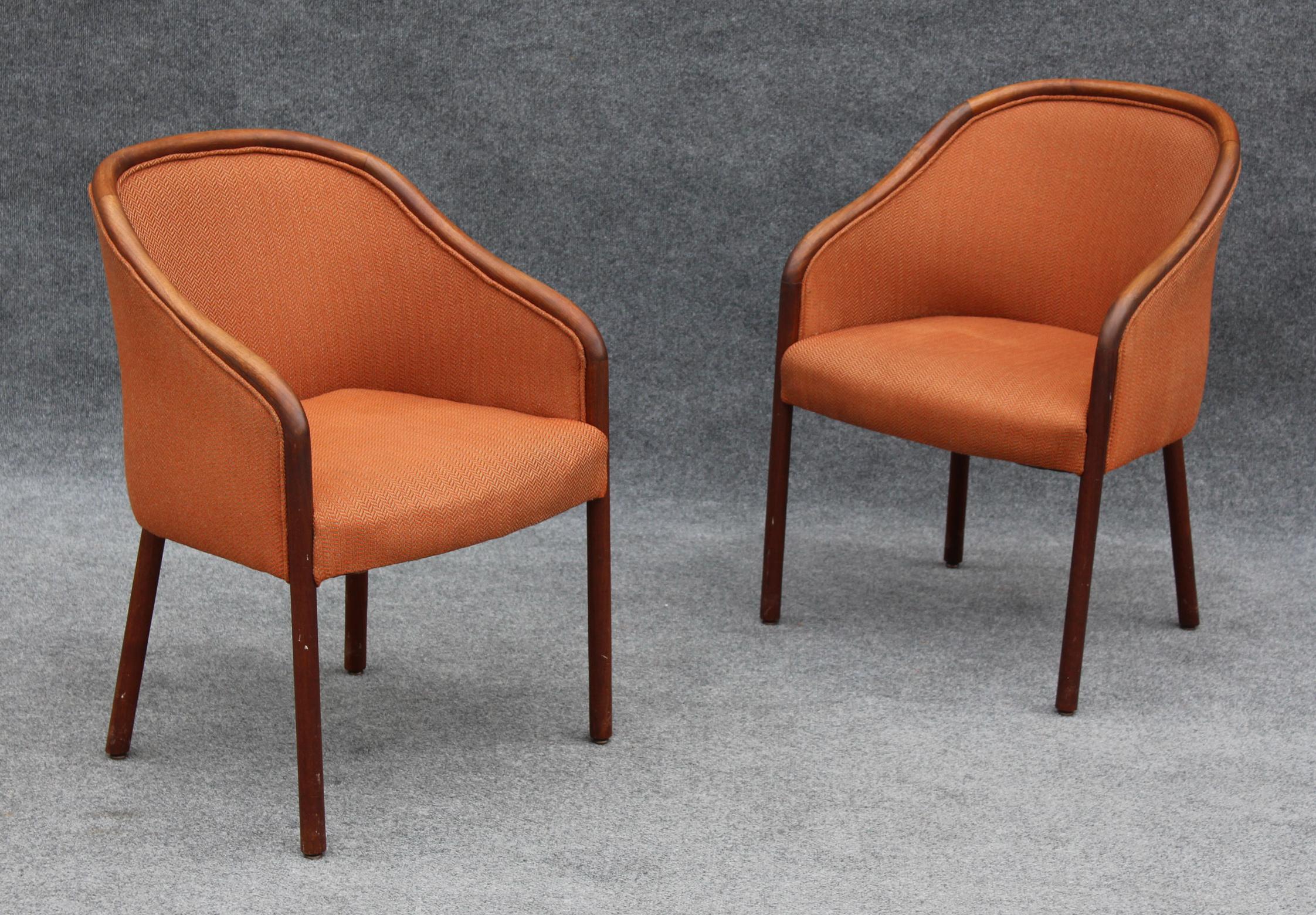 Pair of Mid-Century Modern Walnut Armchair Side Chairs After Ward Bennett 6
