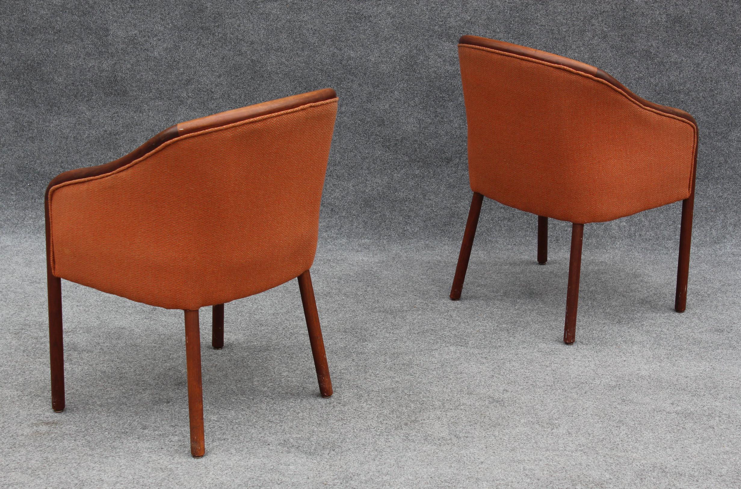 Pair of Mid-Century Modern Walnut Armchair Side Chairs After Ward Bennett 7