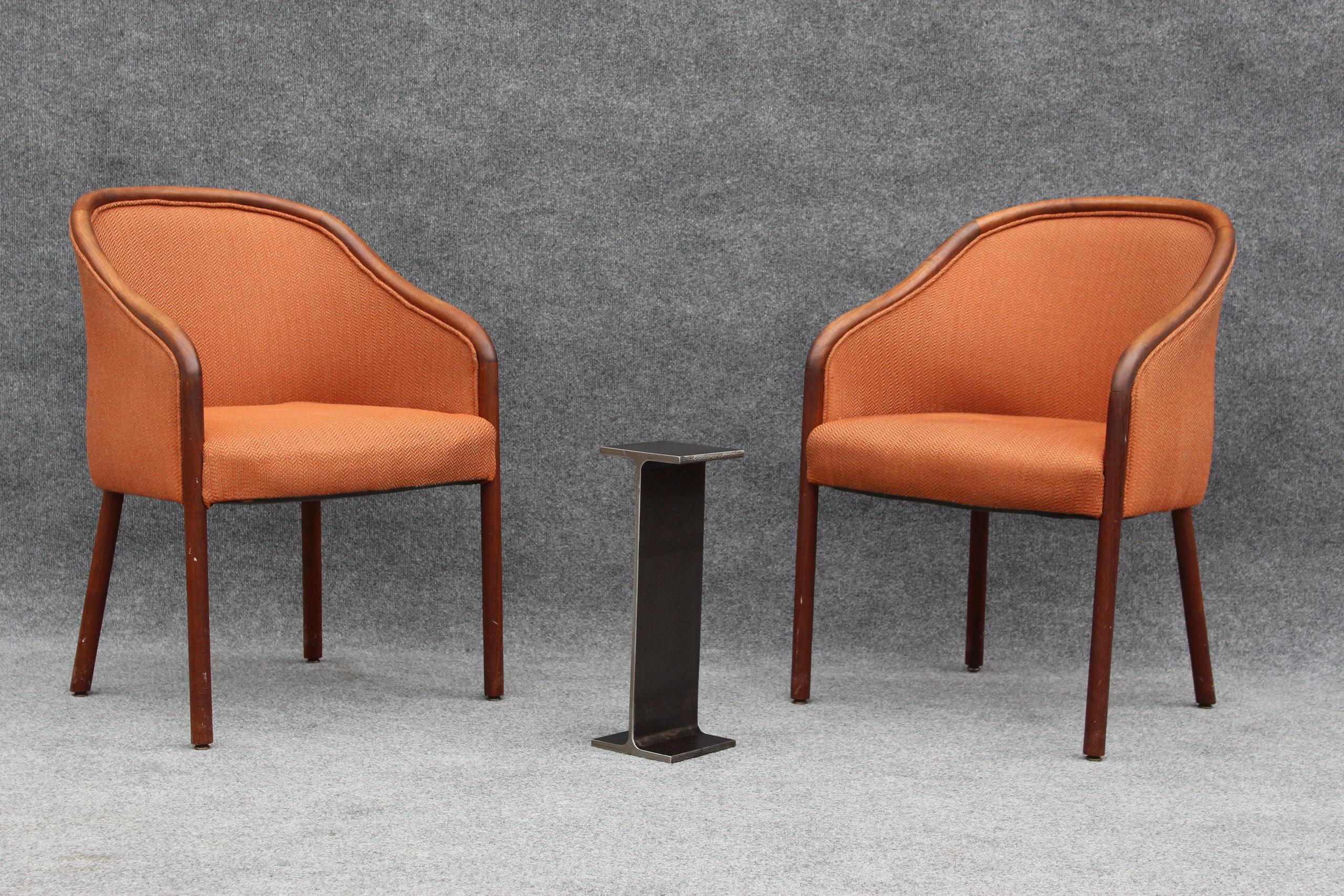 Pair of Mid-Century Modern Walnut Armchair Side Chairs After Ward Bennett 8