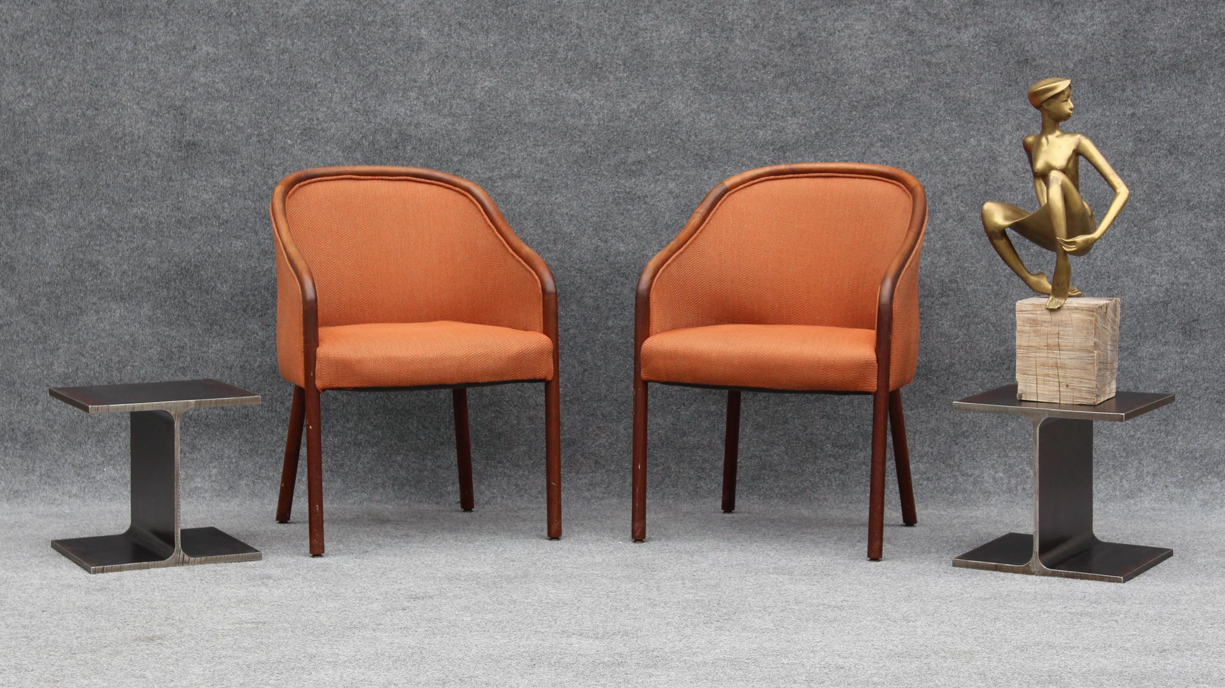 Pair of Mid-Century Modern Walnut Armchair Side Chairs After Ward Bennett 9