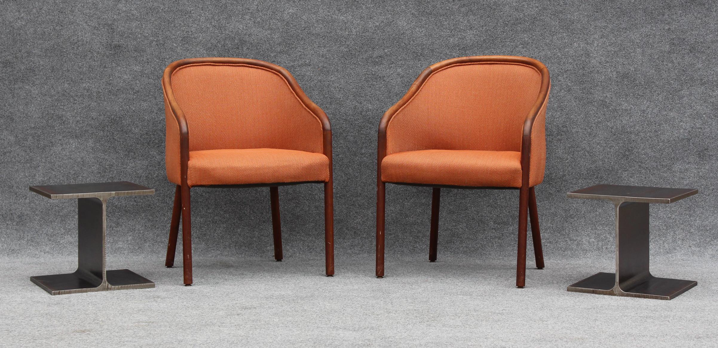 Pair of Mid-Century Modern Walnut Armchair Side Chairs After Ward Bennett 10