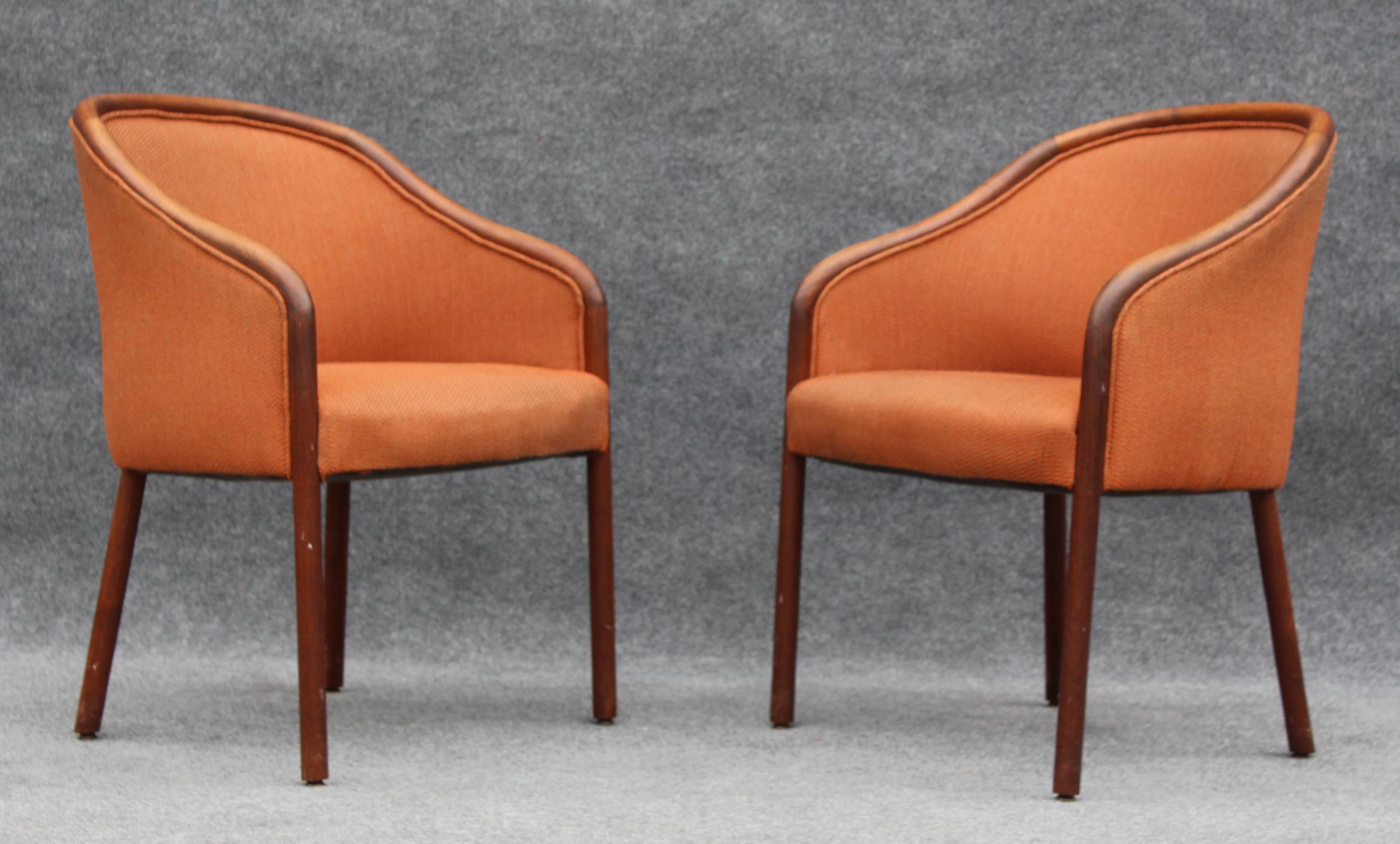 American Pair of Mid-Century Modern Walnut Armchair Side Chairs After Ward Bennett