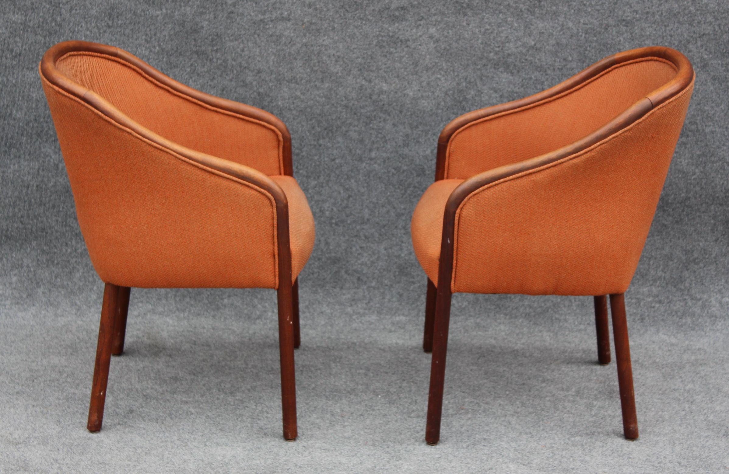 Late 20th Century Pair of Mid-Century Modern Walnut Armchair Side Chairs After Ward Bennett