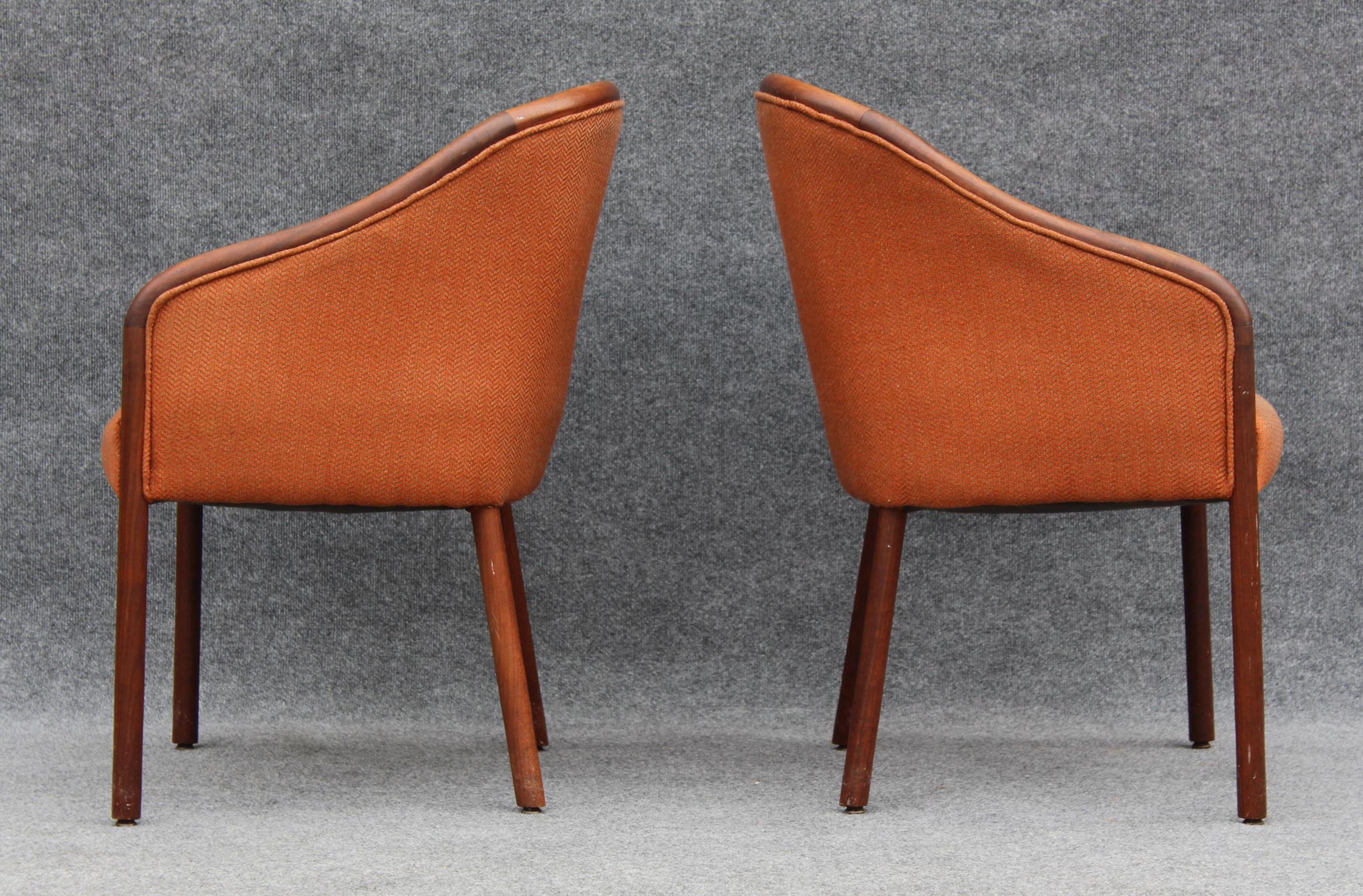 Pair of Mid-Century Modern Walnut Armchair Side Chairs After Ward Bennett 2