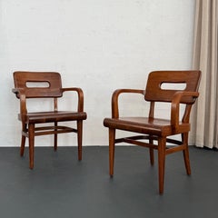 Pair Of Mid-Century Modern Walnut Armchairs By Gunlocke
