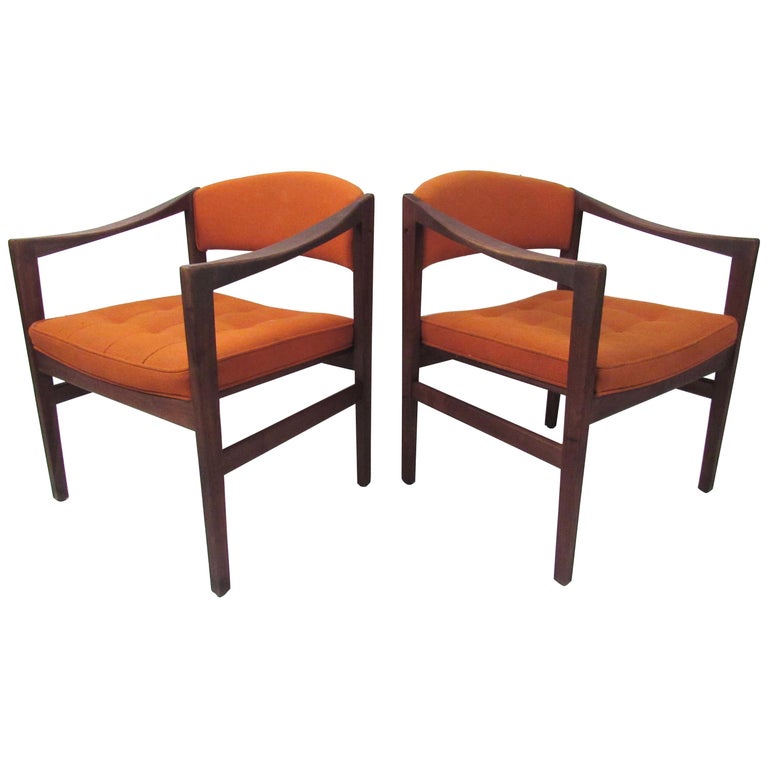 Pair of Mid-Century Modern Walnut Armchairs For Sale