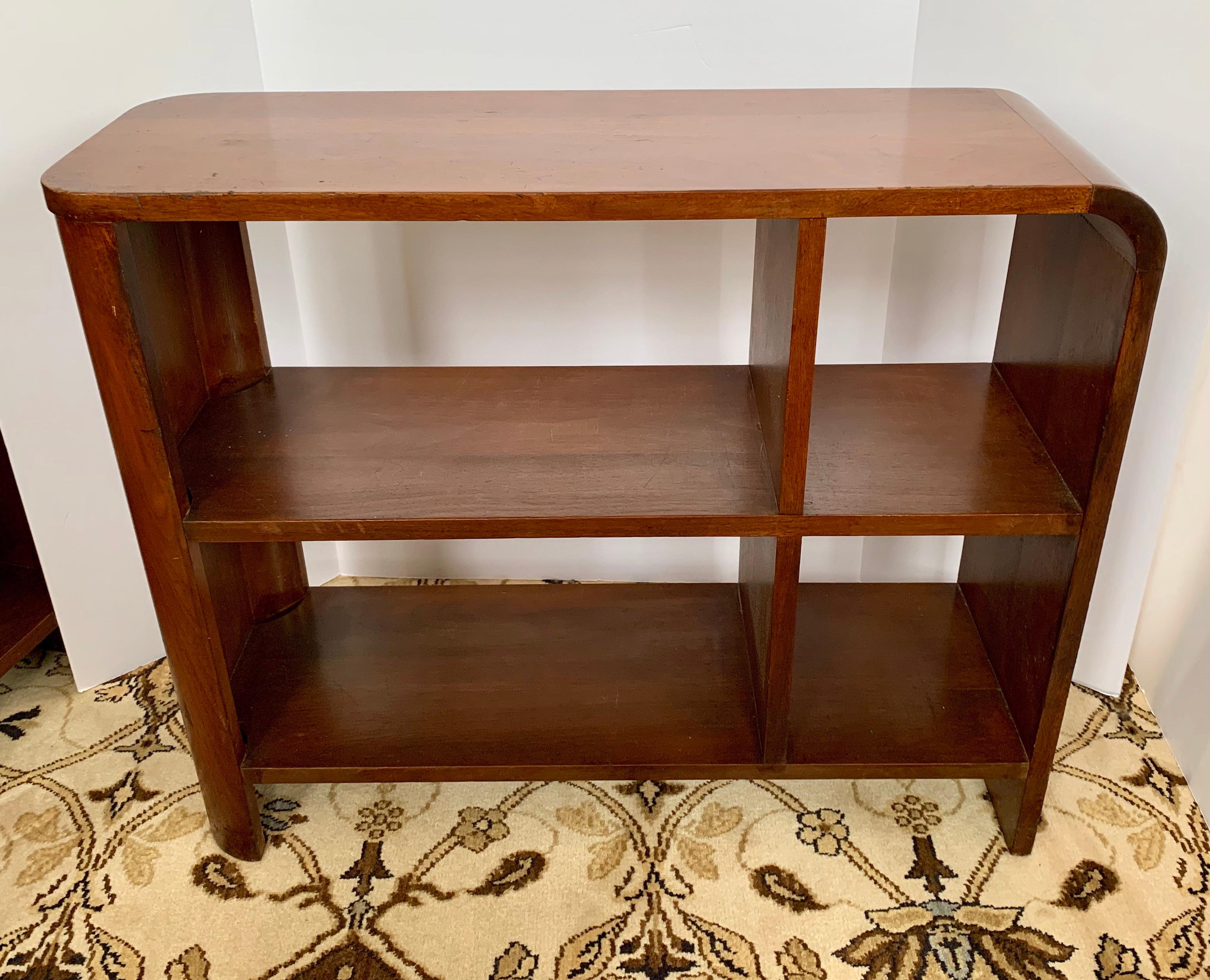 Pair of Mid-Century Modern Walnut Bookshelves Nightstands End Tables Bookcases 1