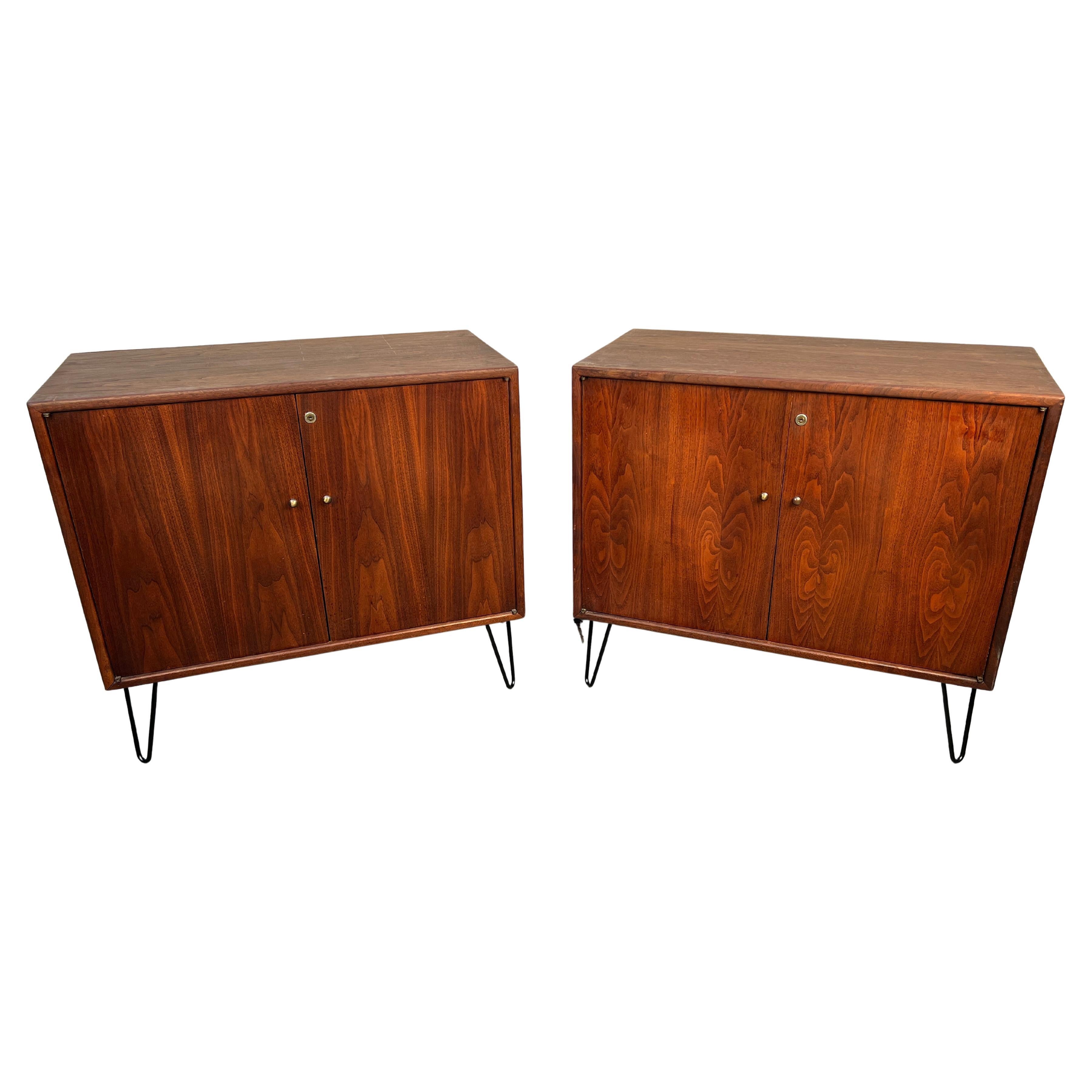 Pair of Mid-Century Modern Walnut Cabinets