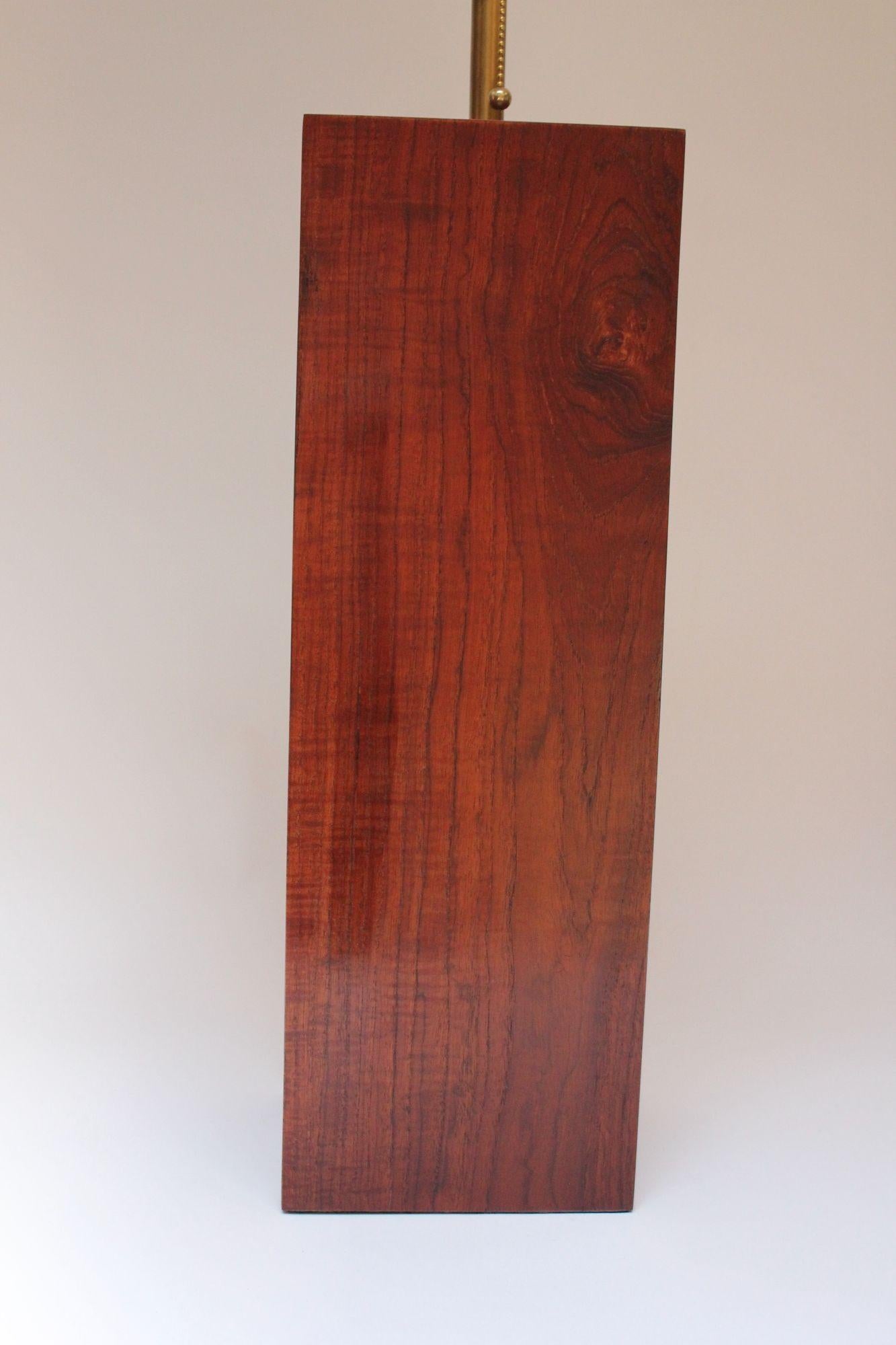 Pair of Mid Century Modern Walnut Column Block-Form Table Lamps For Sale 3