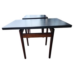 Pair of Mid Century Modern Walnut End Tables with Slate Tops by Jens Risom C1955