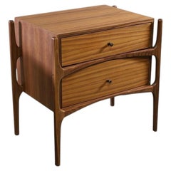Pair of Mid Century Modern Walnut exoskeleton 2 drawer Nightstands
