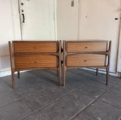 Pair of Mid Century Modern Walnut exoskeleton 2 drawer Nightstands
