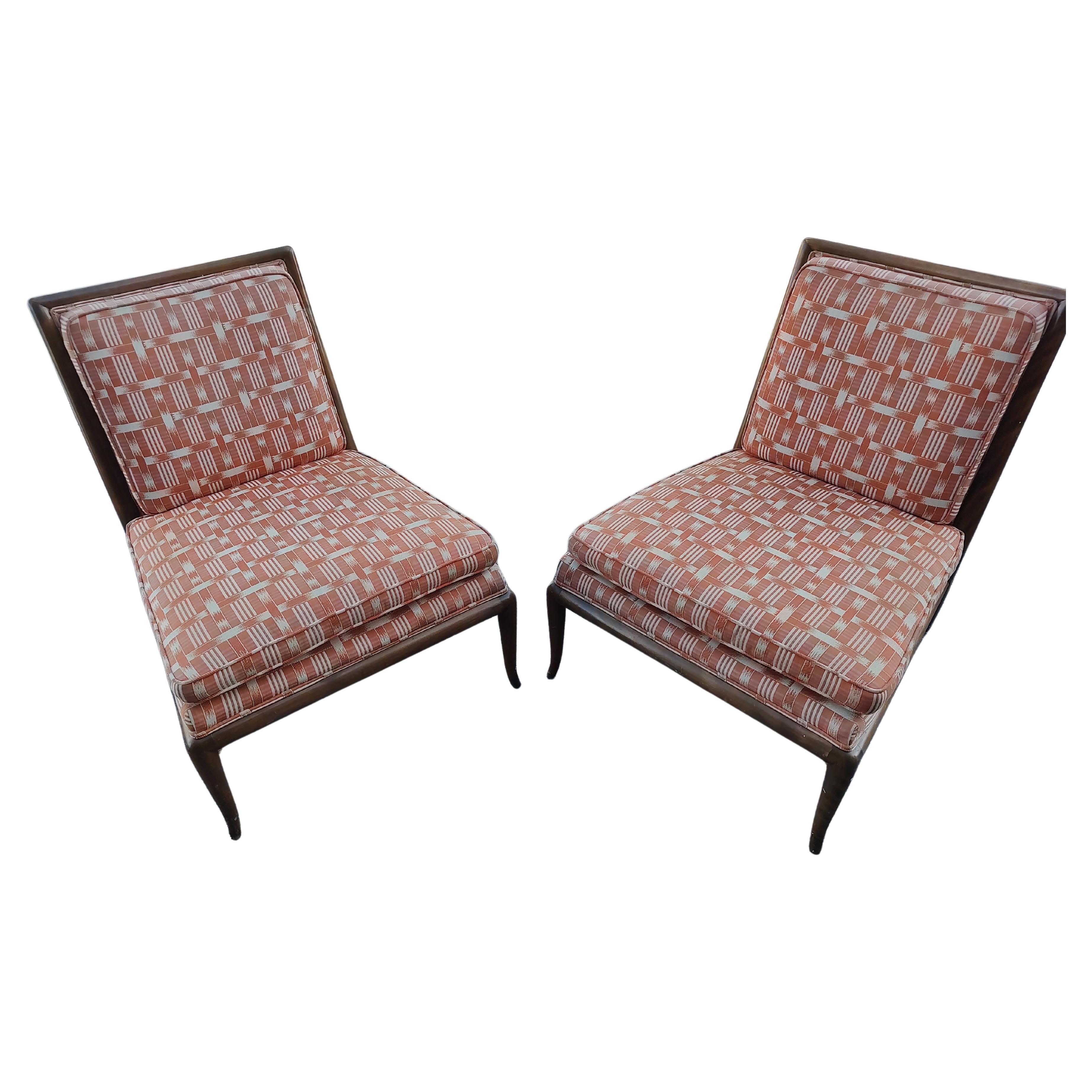 Fabric Pair of Mid Century Modern Walnut Lounge Chairs By Robs johns Gibbons  For Sale