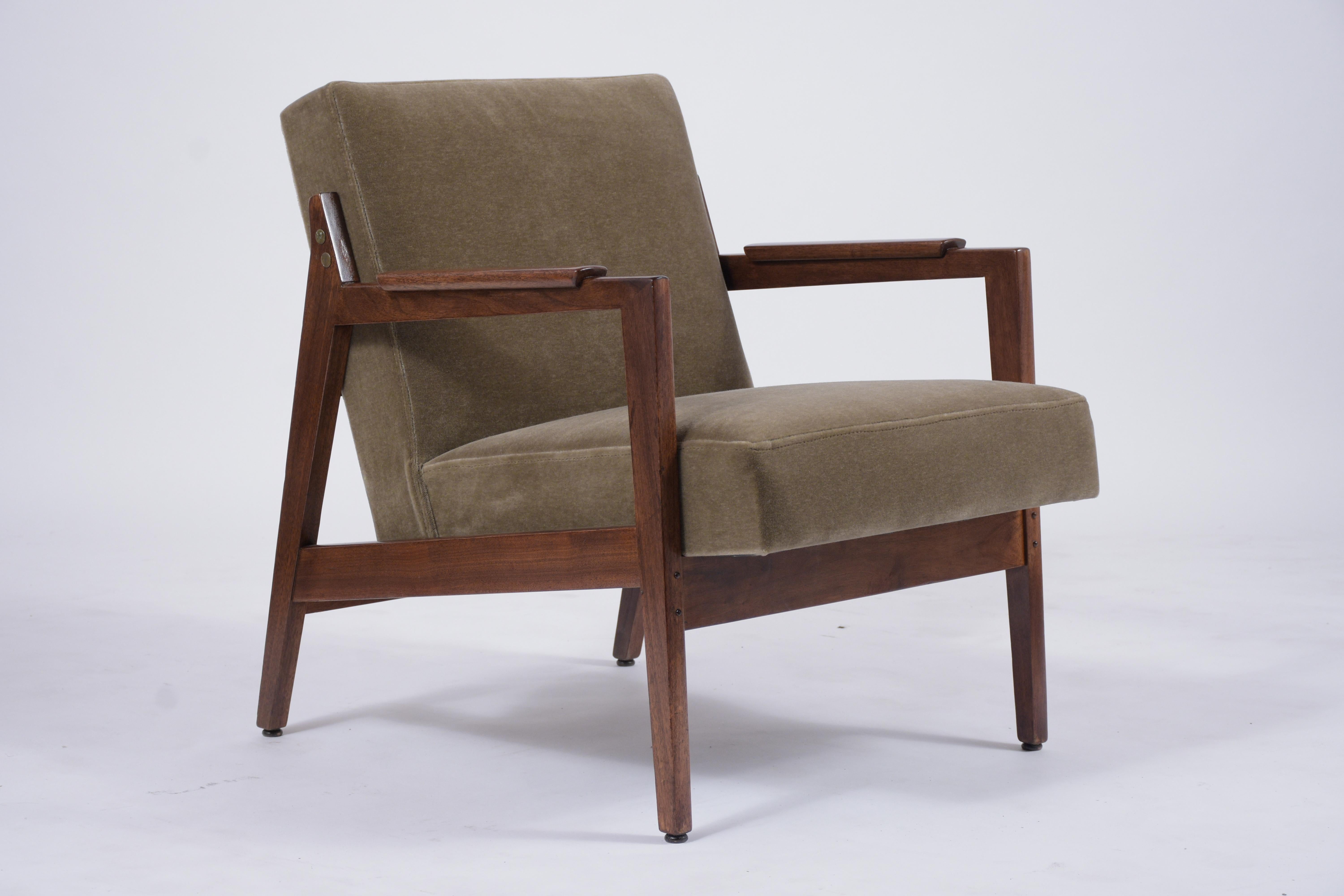 Carved 1960's Pair of Mid-Century Modern Walnut Lounge Chairs