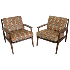 Pair of Mid-Century Modern Walnut Lounge Chairs