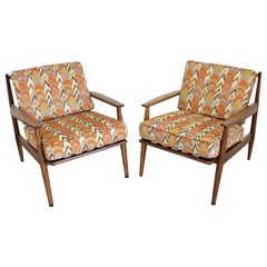 Vintage Pair of Mid-Century Modern Walnut Lounge Chairs