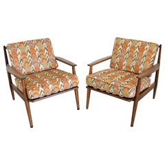 Pair of Mid-Century Modern Walnut Lounge Chairs