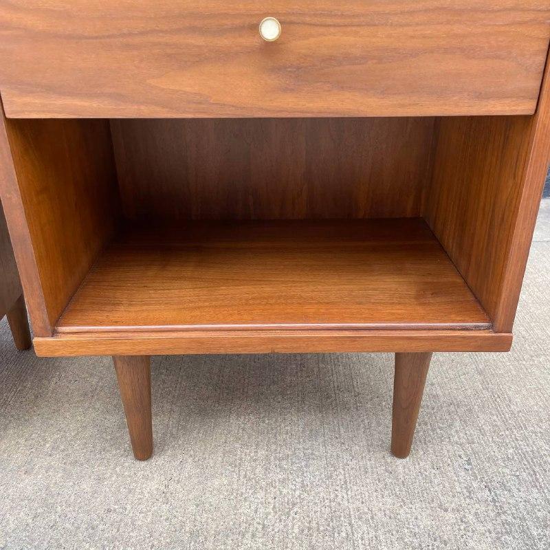Newly Refinished - Pair of Mid-Century Modern Walnut Night Stands 3